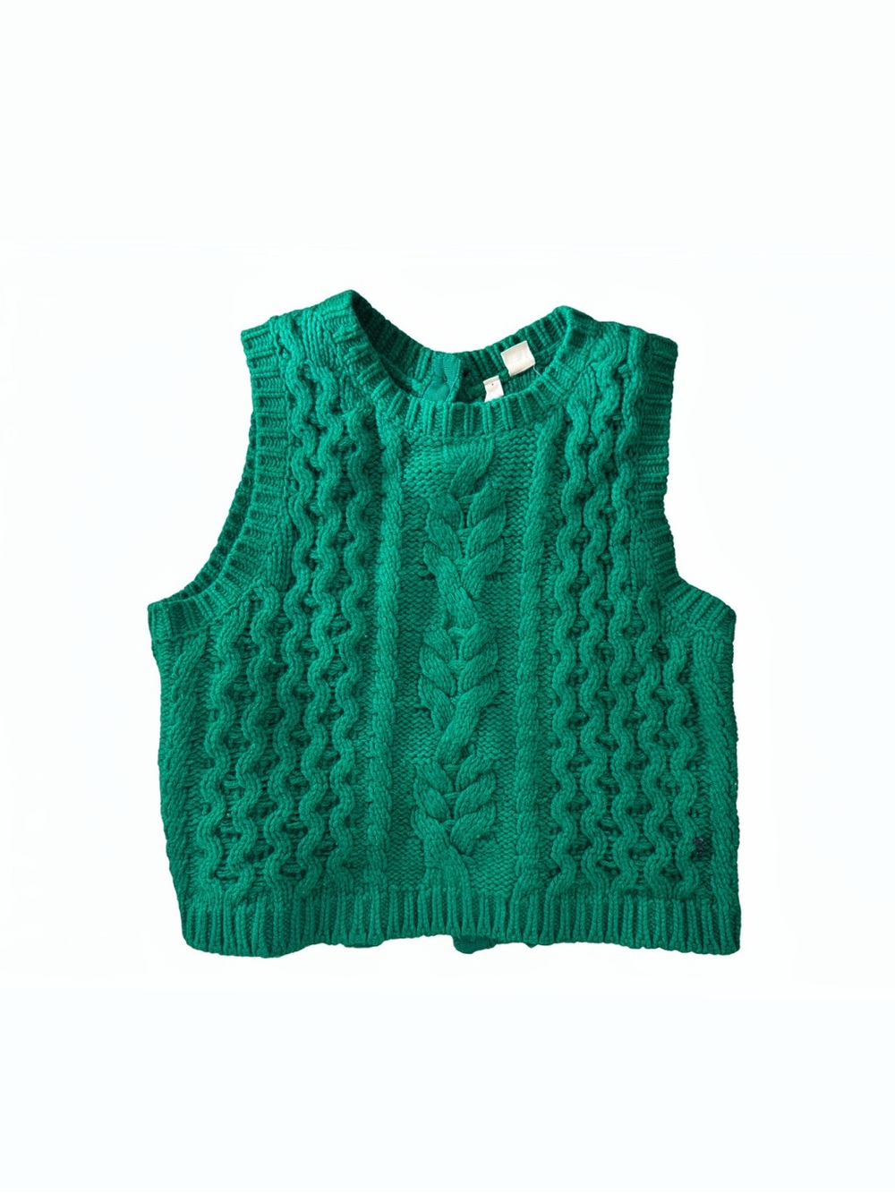 Emerald Cable Knit Sleeveless Sweater Vest
